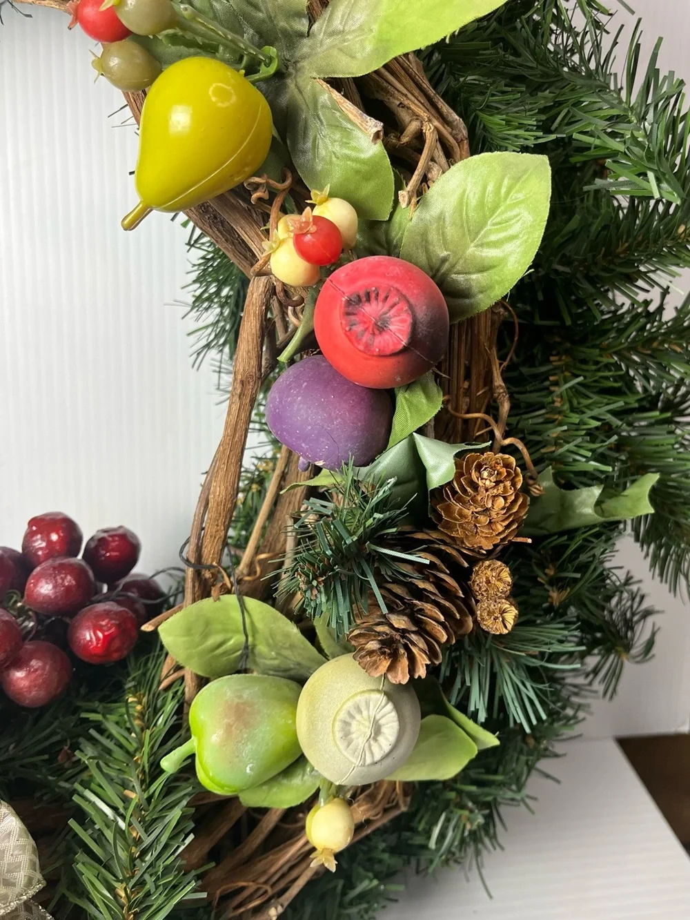 21” handcrafted sugared fruit Christmas Wreath